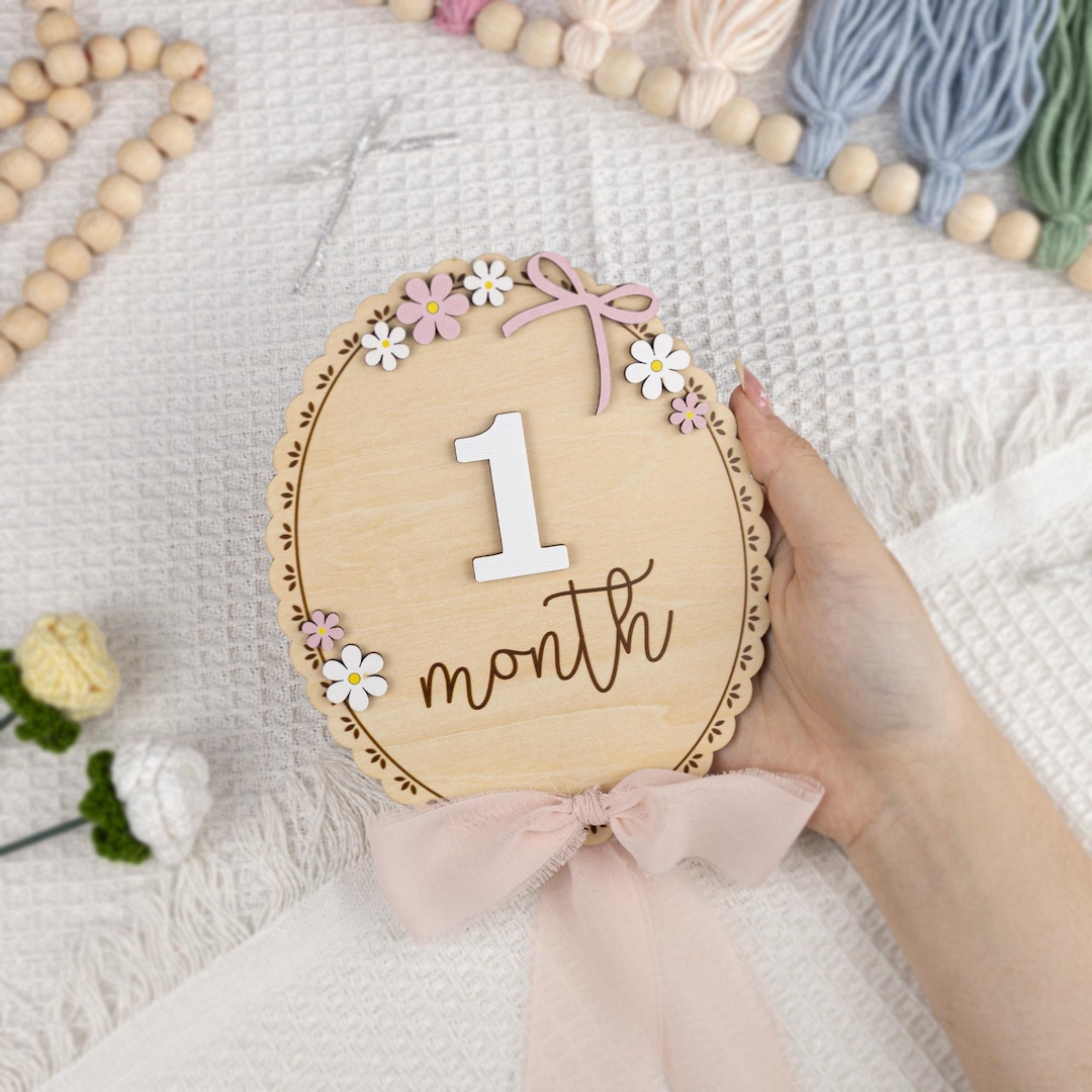 Wooden Monthly Milestone for Girls, Baby Photo Prop Newborn, Newborn ...