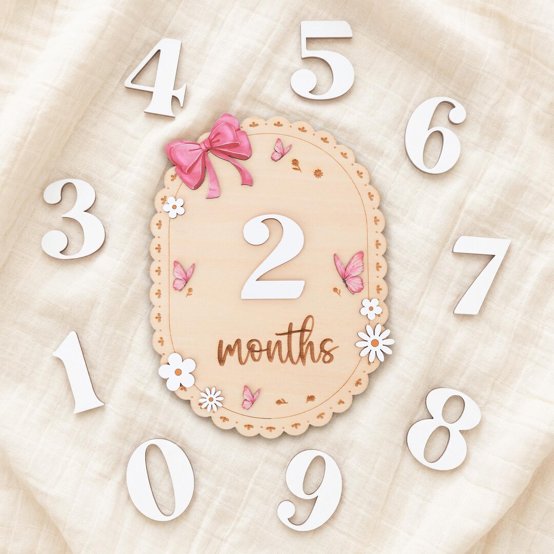 Baby Monthly Milestone Sign Wooden Baby Month Sign Double Sided Month ...