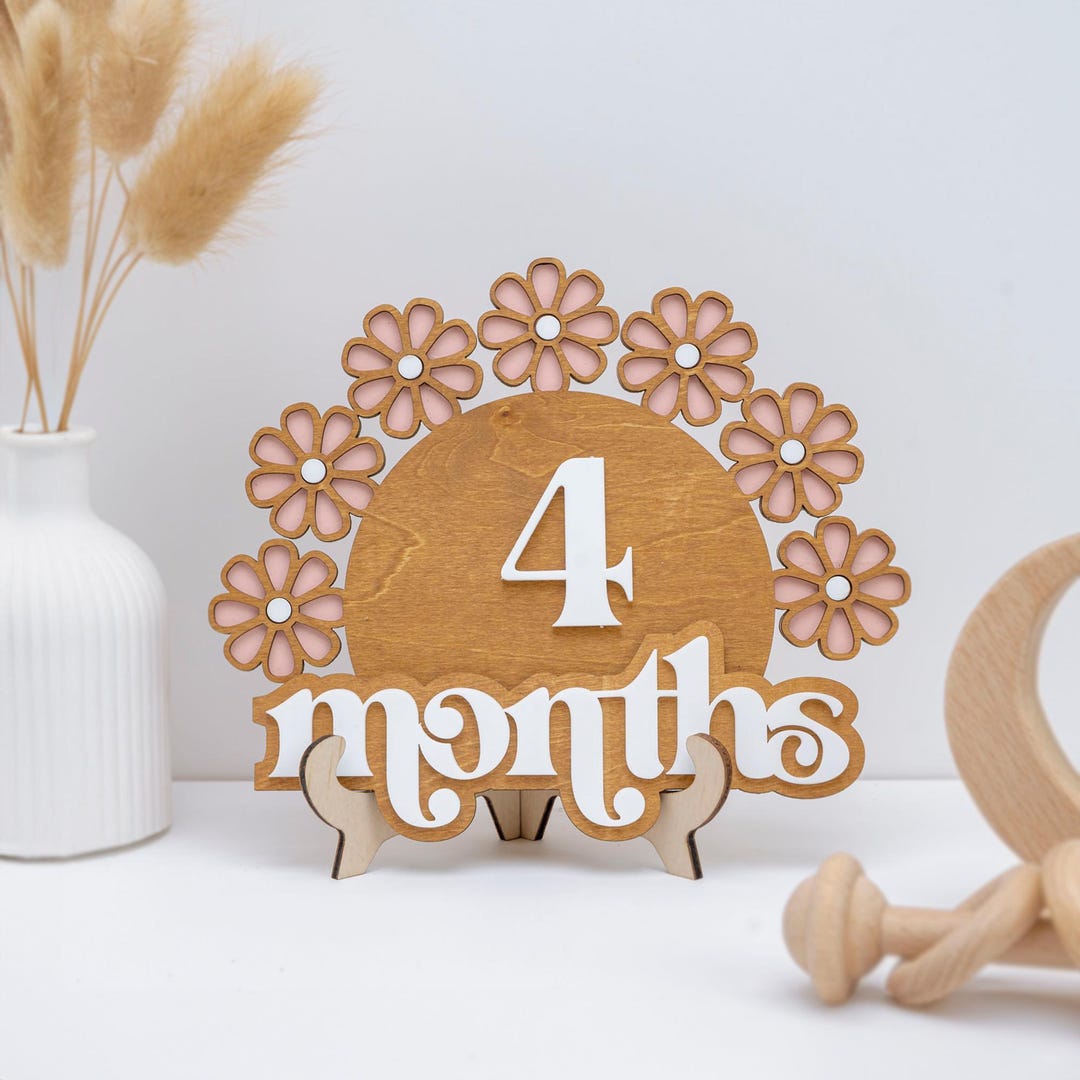 Wooden Baby Milestone Set, Daisy Milestone, Newborn Photo Prop Girl ...
