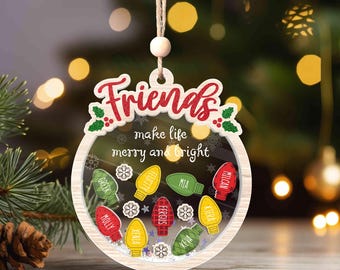 Personalized Friends Christmas Ornament: Shaker Snow Globe Keepsake