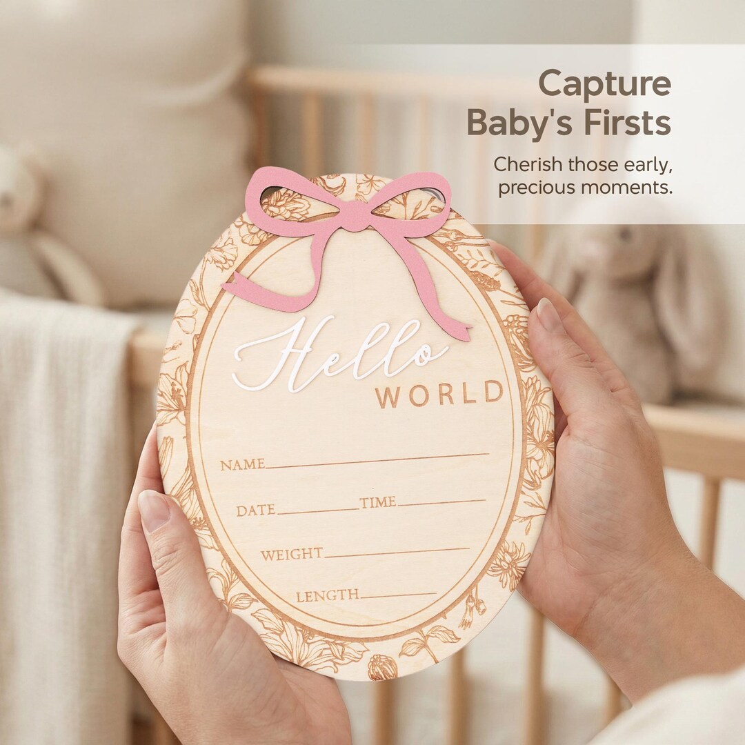 Hello World Baby Announcement Sign Personalized Birth Stats Sign ...