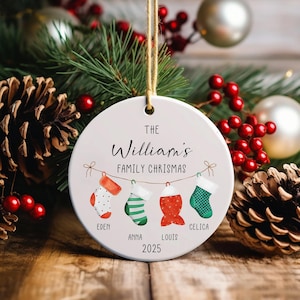 Custom Family Christmas Ornament, Xmas Socks Ornament, Family Keepsake, Personalized Christmas Gifts, Christmas Ornament, Family Ornament
