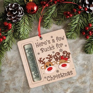 Funny Wooden Reindeer Money Holder Ornament: Christmas Cash Gift
