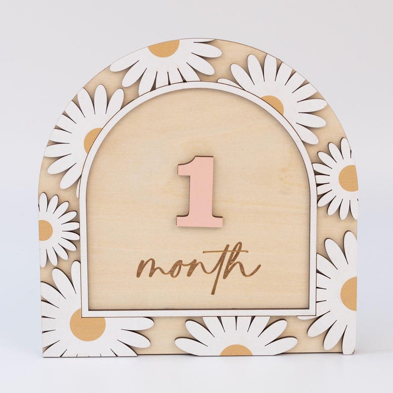 3D Baby Milestone Sign, Hello World Milestone Card, Boho Monthly ...