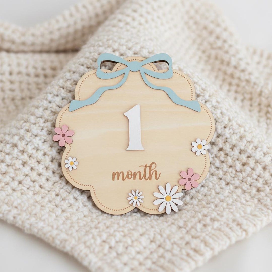 Wooden Baby Monthly Milestone Signs Set, Floral Nursery Photo Props - Etsy