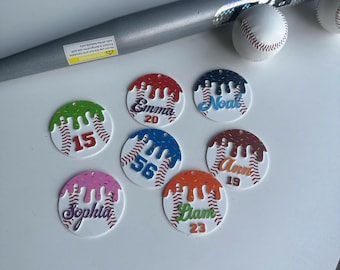 Personalized Drip Baseball Bag Tag: Custom Acrylic Keychain
