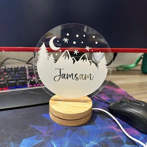 Personalized Mountains LED Night Light: Custom Name Cloud Decor