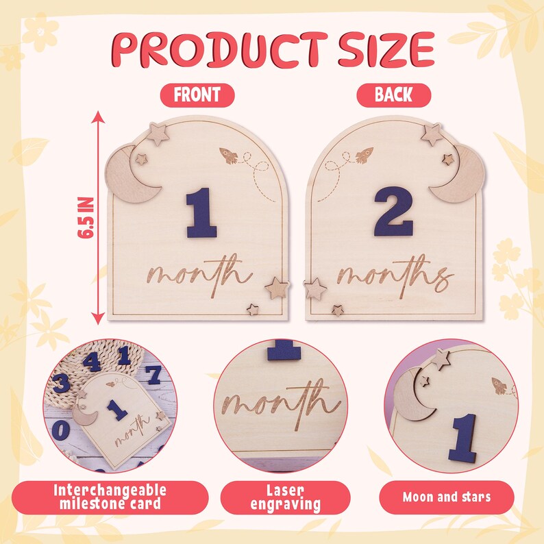 Baby Milestone Sign, Wooden Interchangeable Milestone Card, Baby ...