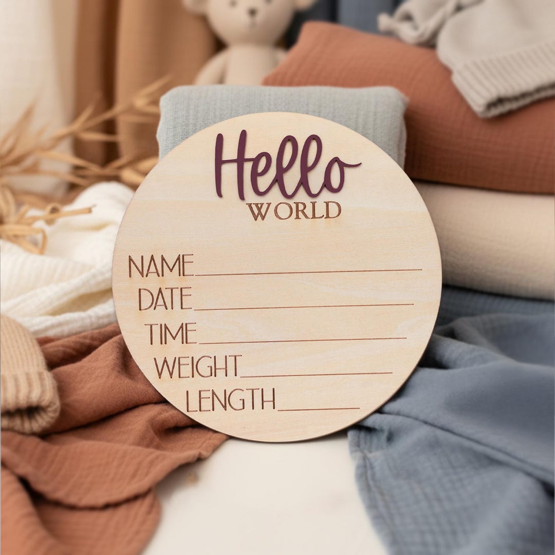 Hello Neonate Hello World Newborn Hospital Sign Wooden Baby Photo Prop - Etsy