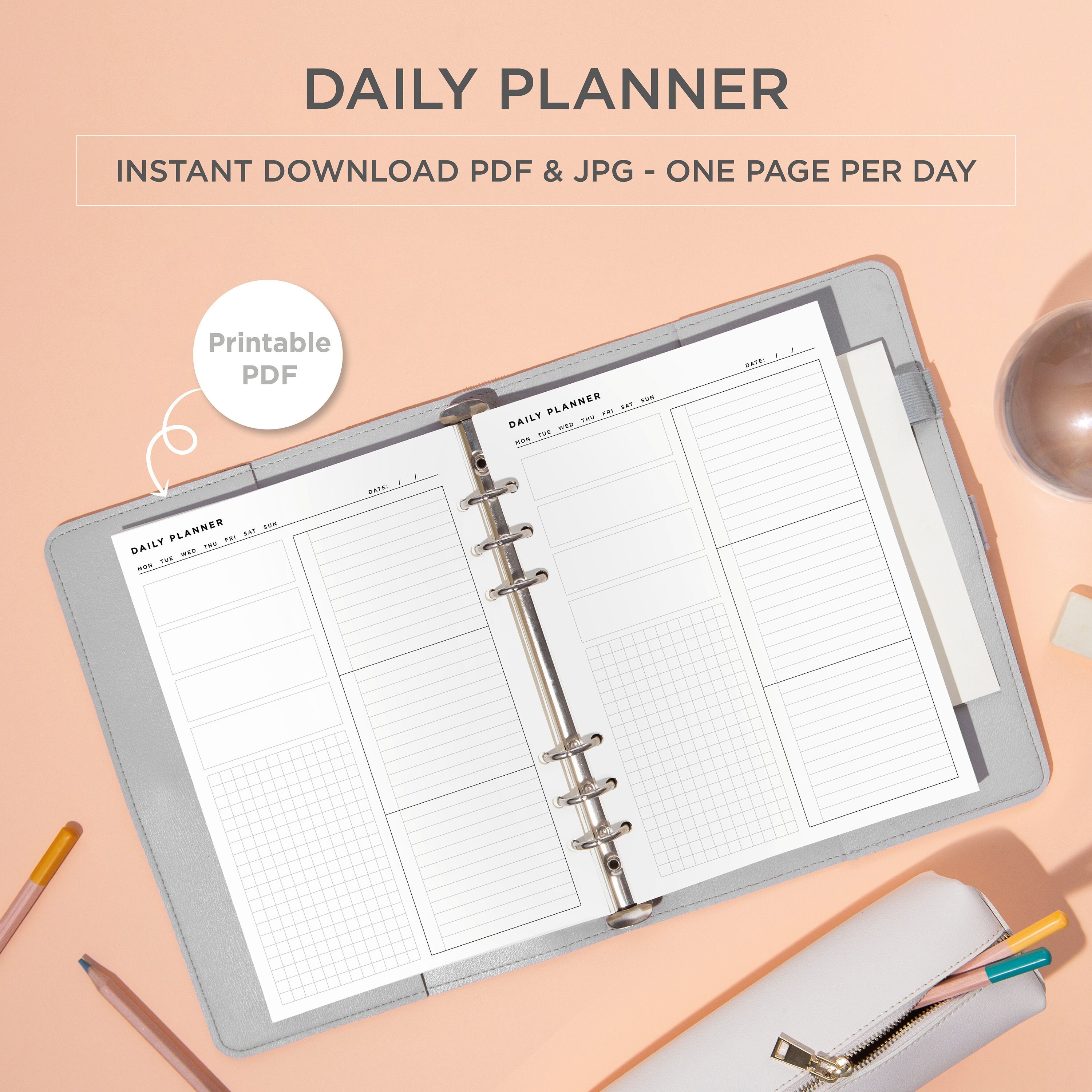 blad Anemoon vis Rechthoek Daily Planner / A5 / Daily Agenda / Daily Organiser / Day on 1 - Etsy