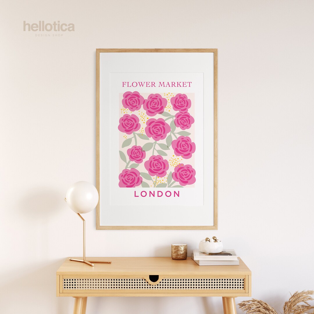 London Flower Market Botanical Art Print: Floral Wall Art (digital ...
