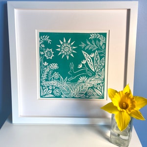 Bunny and Botany Linocut Print image 5