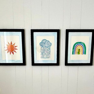 Sun, Rainbow, & Rain Cloud Nursery Prints