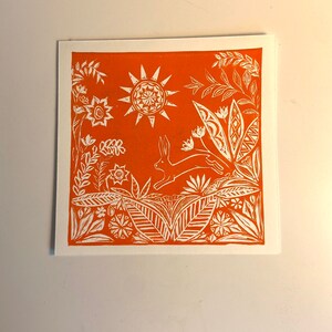 Bunny and Botany Linocut Print image 3