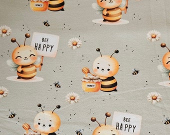 French Terry fabric // In-house production "Bee Bee Happy" // Sold by the meter
