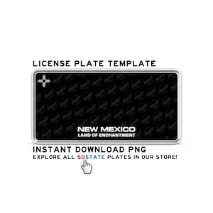 NEW MEXICO NM Blackout License Plate Template: Png Digital Download