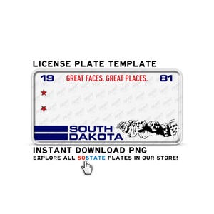 SOUTH DAKOTA 1981 Custom License Plate PNG Digital Download – Name Plate, Car Accessory, Printable Gift