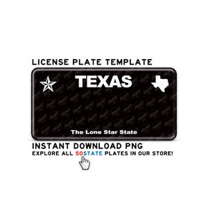 TEXAS Blackout License Plate PNG: Custom Sublimation Design (Digital Download 3600x1800px)
