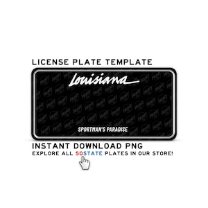 LOUISIANA Blackout License Plate Template PNG Digital Download – Custom License Plate, Printable Gift, Sublimation Design