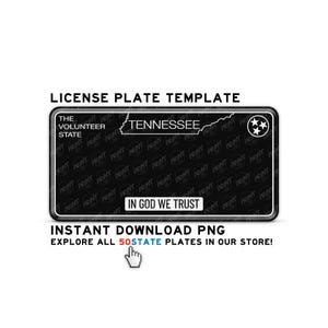 TENNESSEE Custom verduisterende nummerplaat digitale download, png-bestand: custom print cadeau, naamsticker, stickerpakket