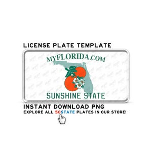 FLORIDA License Plate Template PNG - Custom Sunshine State Design