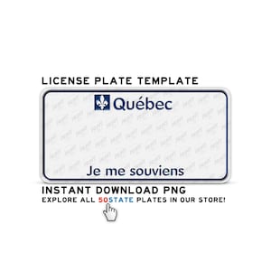 QUEBEC QC Nummernschild Vorlage: Druckbare Wandkunst, Autoaufkleber (PNG)