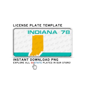 1978 Indiana License Plate PNG: Retro Car Sticker, Wall Art (Digital Download)