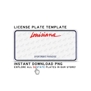 LOUISIANA Custom License Plate PNG Digital Download – Printable Wall Art, Desk Name Plate, Car Sticker, Travel Gift