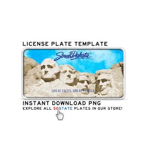 SOUTH DAKOTA Custom License Plate PNG Digital Download – Printable Stickers, Sublimation Design, Desk Name Plate, Custom Print