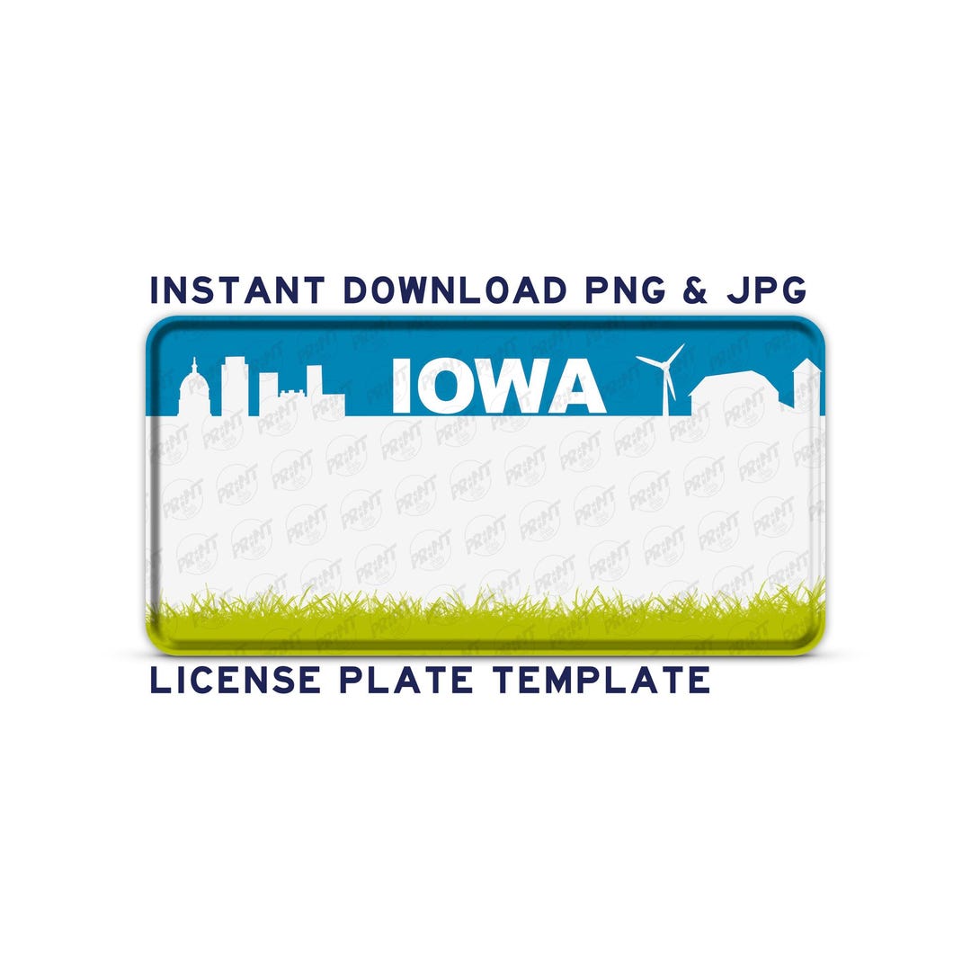IOWA Custom License Plate PNG Digital Download Printable Wall Art IOWA Custom License Plate PNG Digital Download Printable Wall Art
