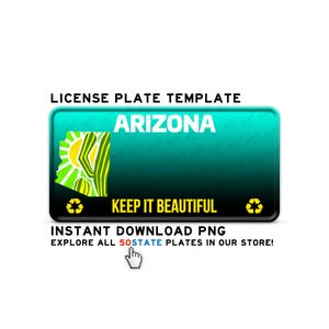 ARIZONA AZ License Plate PNG Template: Printable Wall Art