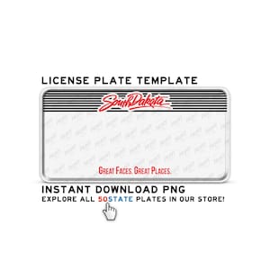 SOUTH DAKOTA Custom License Plate Template PNG Digital Download – Front Plate, Printable Gift, Canva Template, Sublimation Design