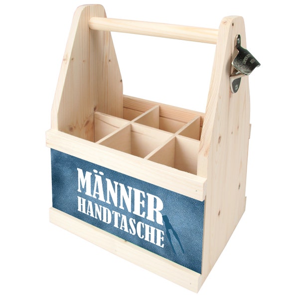 Beer Caddy Flaschenträger für 6 Flaschen aus Fichtenholz Männerhandtasche