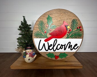 Welcome Door Hanger/Cardinal/Christmas Decor