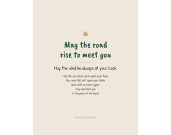 Que el camino se alce a tu encuentro. Lámina con bendición irlandesa para pared. Regalo irlandés para el hogar.