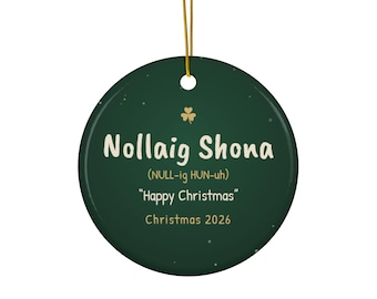 Adorno Nollaig Shona 2026, Adorno navideño irlandés, Recuerdo de cerámica gaélica