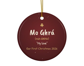 Nuestro primer adorno navideño 2026, Adorno irlandés Mo Ghrá My Love, Recuerdo de pareja gaélica