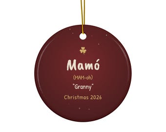 Adorno Mamó 2026, Adorno navideño de abuela irlandesa, Recuerdo de cerámica gaélica