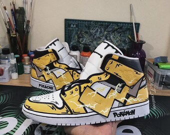 Pikachu Pokémon Custom Air Jordan 1s Anime Cartoon Hand - Etsy UK