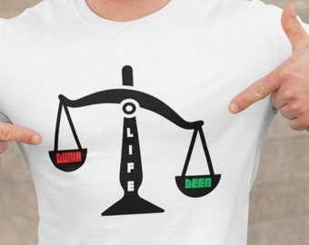 balans i livet T-shirt deen over dunia, islamisk t-shirt, halal mode, halal vibe, påminnelse, trendig islamisk t-shirt, T-shirt för muslimer
