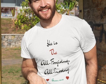 Camiseta inspiradora con cita del Corán Buruj:14 Él es el que todo lo perdona y todo lo ama. Misericordia, camiseta islámica, joven musulmán, moda Halal, ambiente Halal,