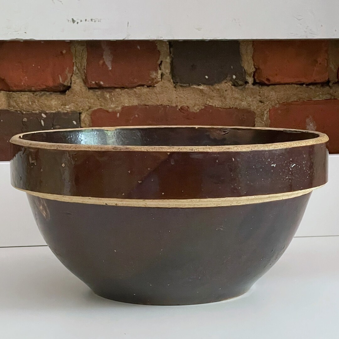 Antique Primitive Salt Glaze Stoneware Mixing Bowl Etsy