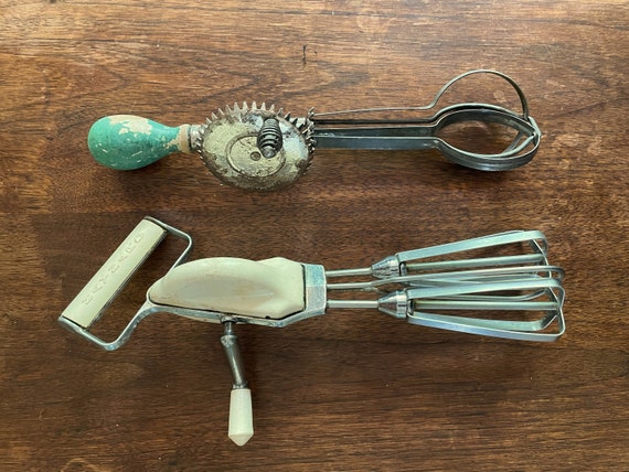 Antique Hand-crank Rotary Egg Beaters, Set of 2 