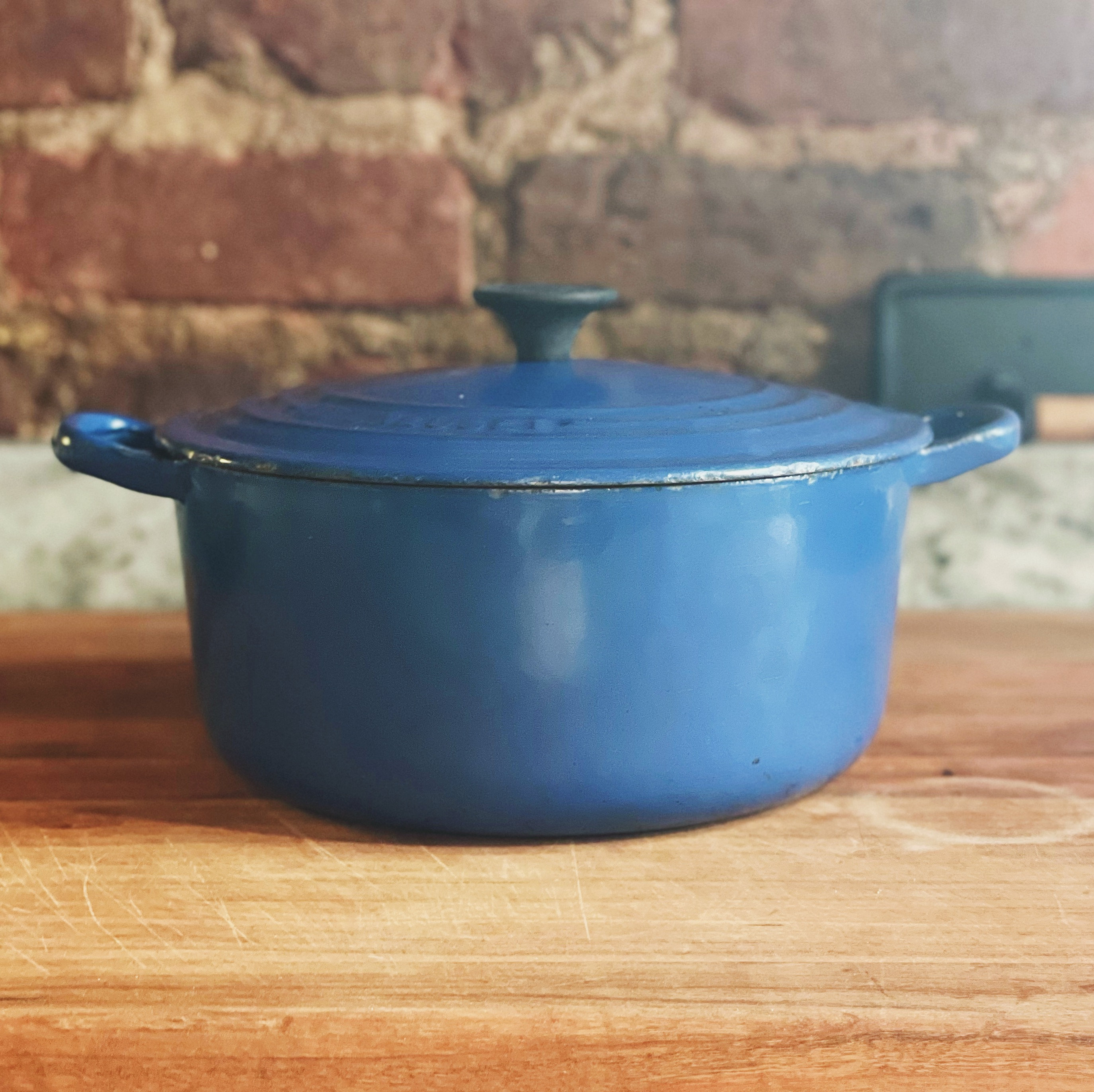 Vintage Le Creuset 22 Blue 3.5 Qt Dutch Oven Enameled Cast Iron Made in