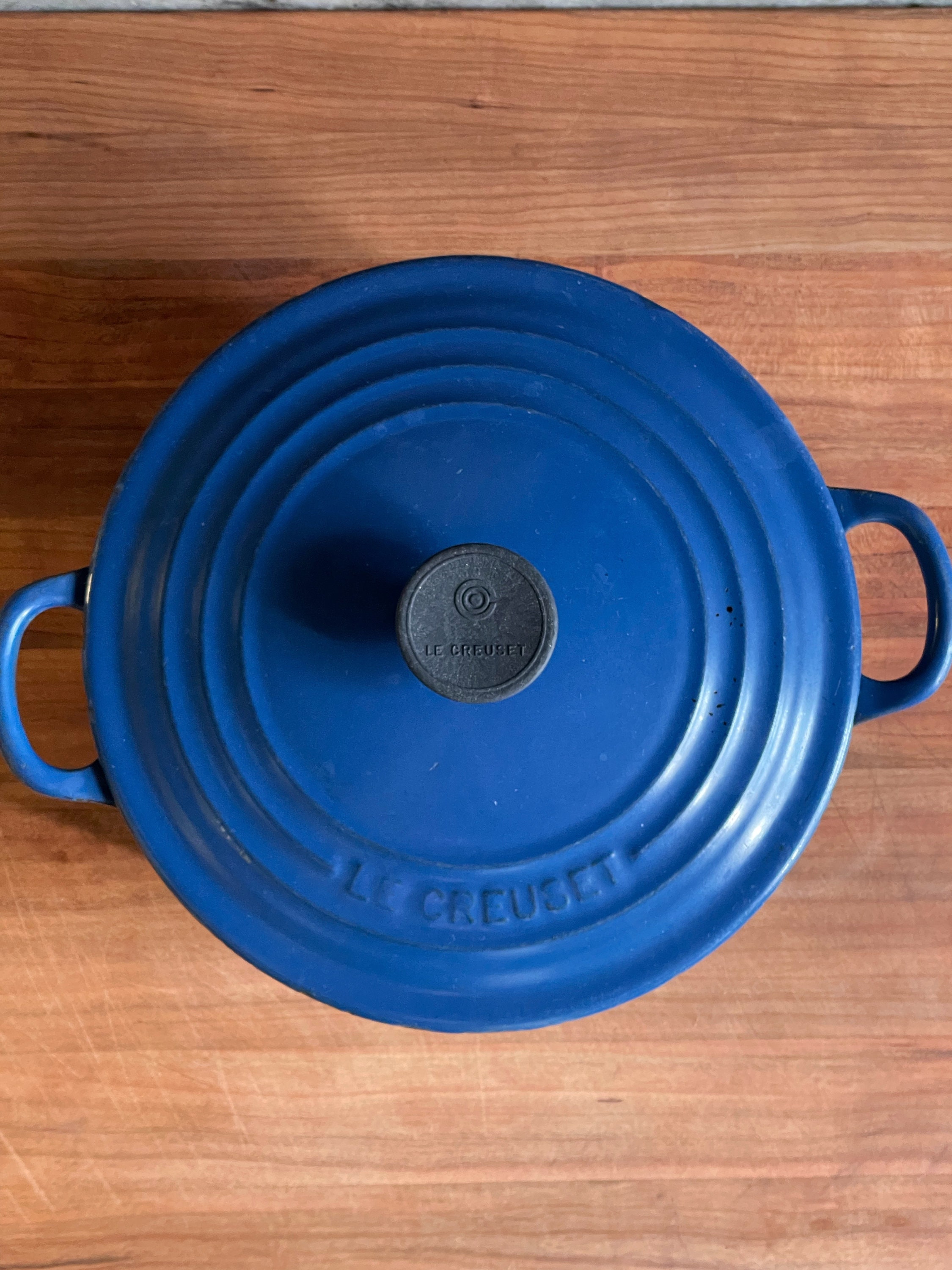 Vintage Le Creuset 22 Blue 3.5 Qt Dutch Oven Enameled Cast Iron Made in