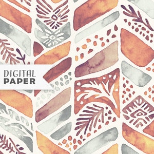 Boho Digital Paper | Seamless Pattern | Ethnic Watercolor Clipart | Instant Download