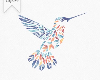 Floral Hummingbird Watercolor Clipart | Hummingbird printable PNG | Bird sublimation | Instant Download