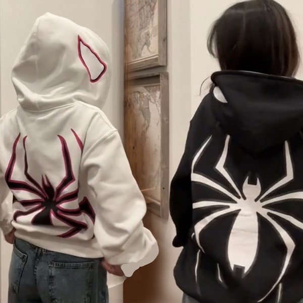 Spiderweb Hoodie Zipper Etsy