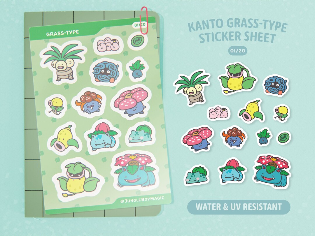 Grass Type - Pokemon Stickers - Etsy