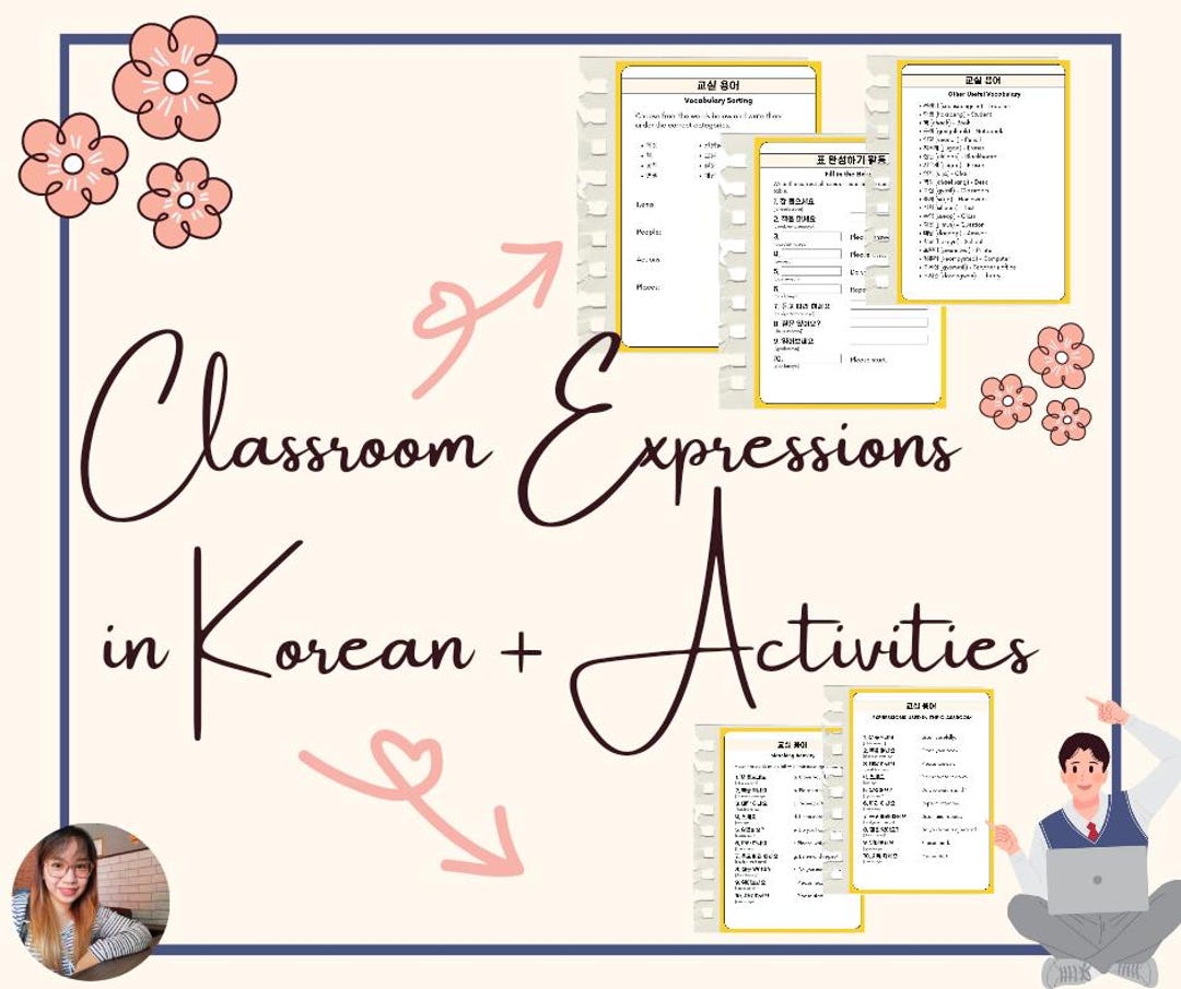Printable Korean Classroom Expressions | Useful Korean Vocabulary | Korean Language Worksheets ...
